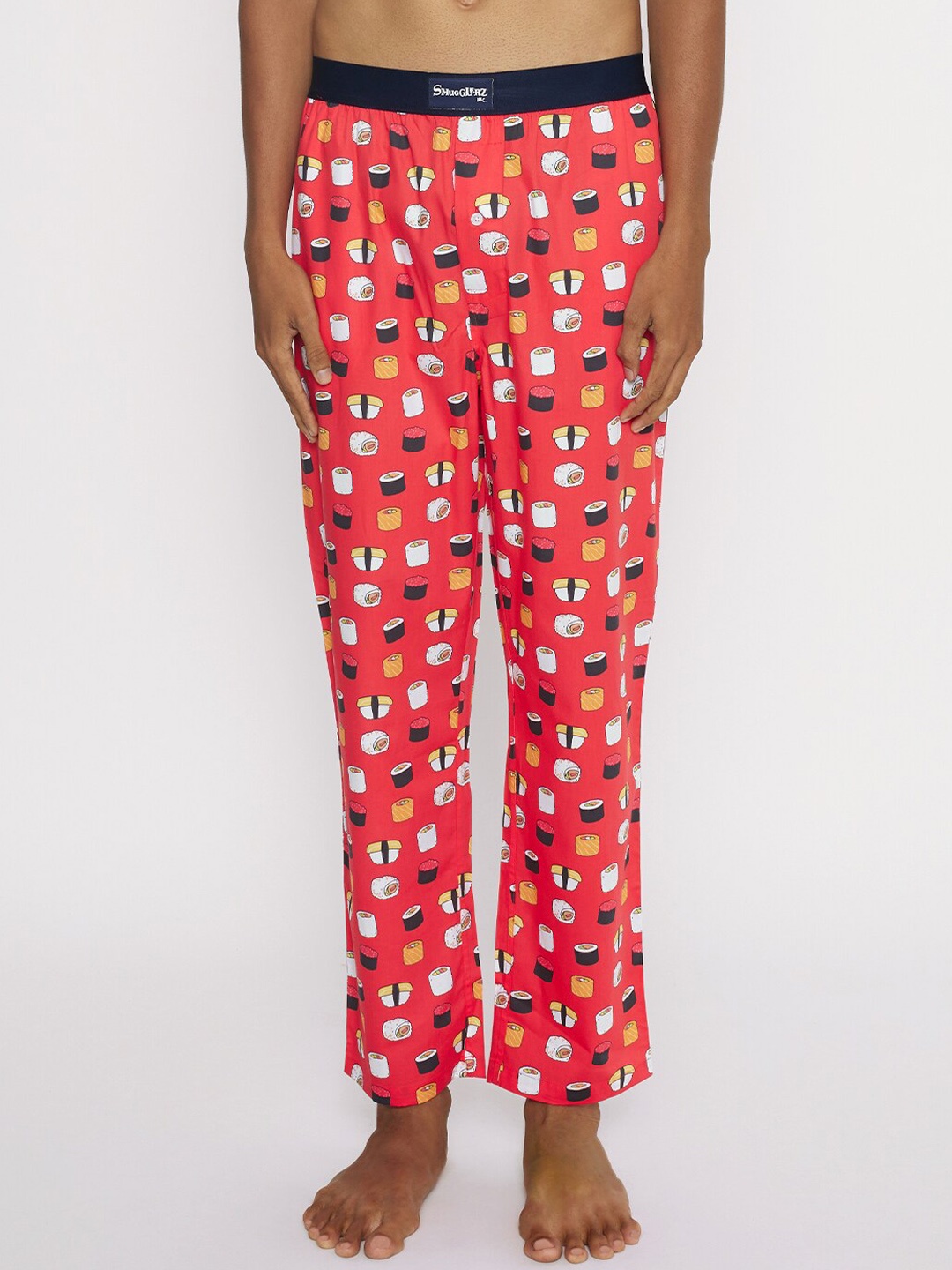 

SMUGGLERZ INC. Men Red Printed Cotton Lounge Pants