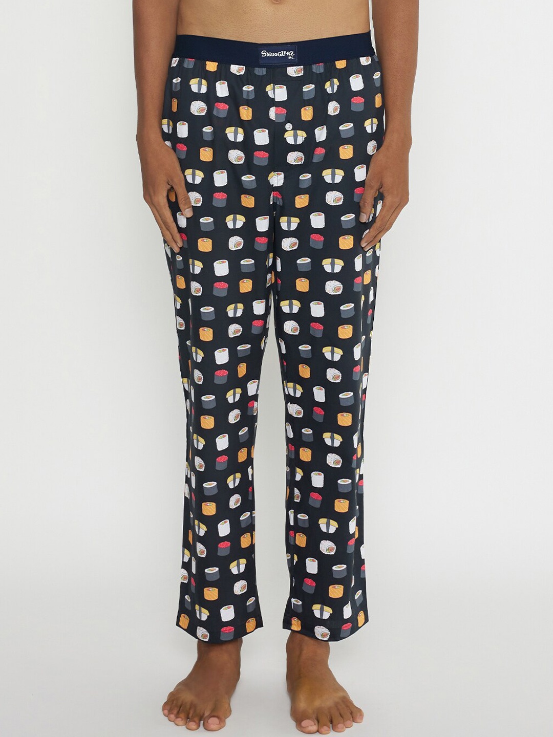 

SMUGGLERZ INC. Men Black Printed Cotton Lounge pant, Multi