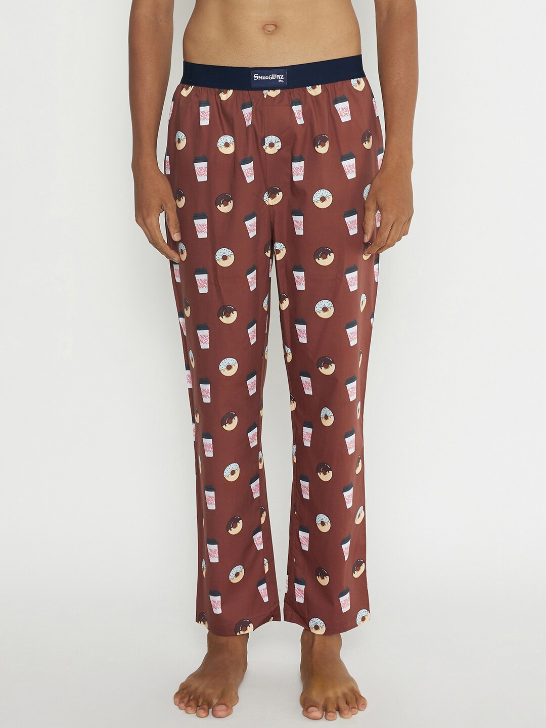 

SMUGGLERZ INC. Men Brown Printed Cotton Lounge Pant