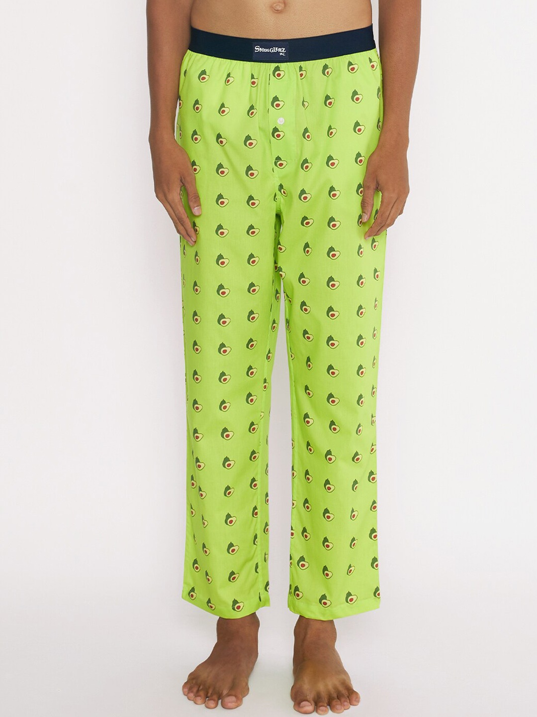 

SMUGGLERZ INC. Men Fluorescent Green Printed Cotton Lounge Pant