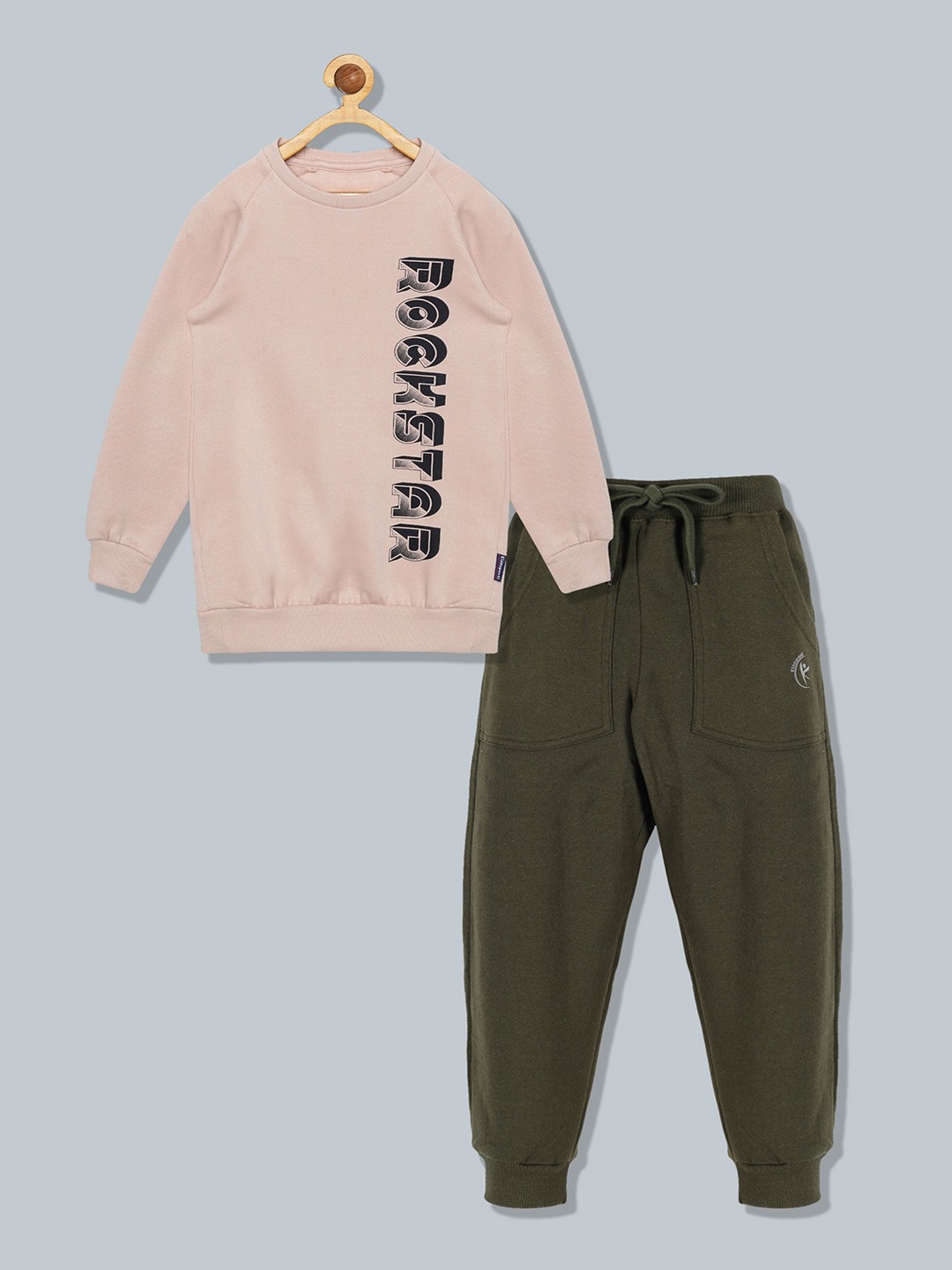 

KiddoPanti Boys Cream-Coloured & Green Printed T-shirt with Trousers
