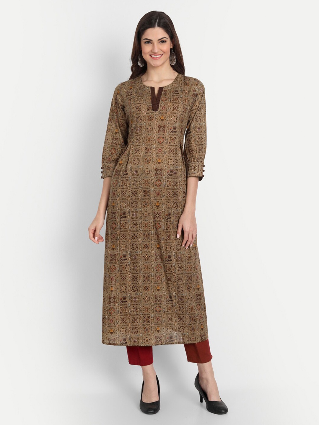 

SUTI Women Brown Ethnic Motifs Printed Kurta