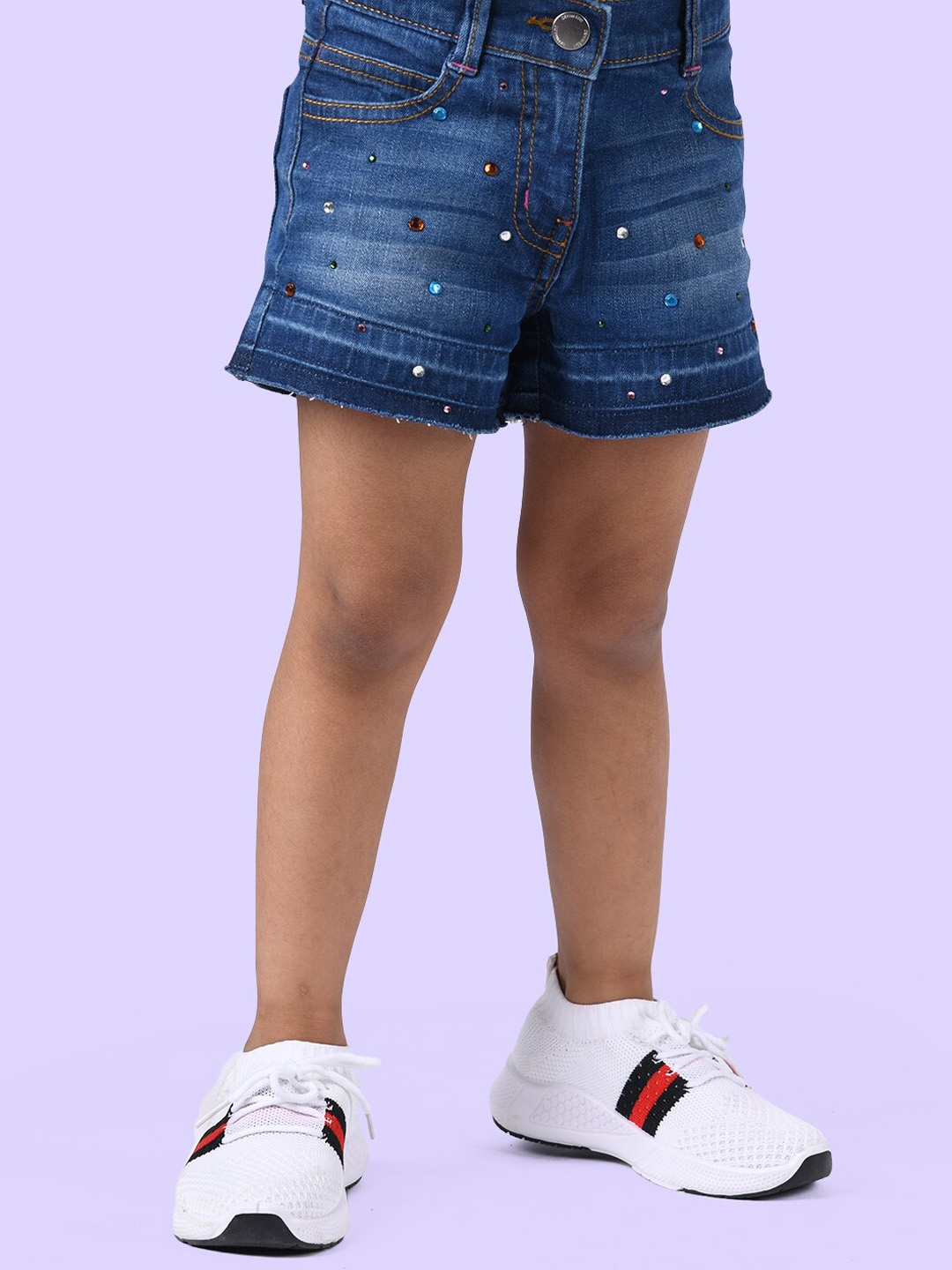 

Zalio Girls Navy Blue Denim Outdoor Denim Shorts