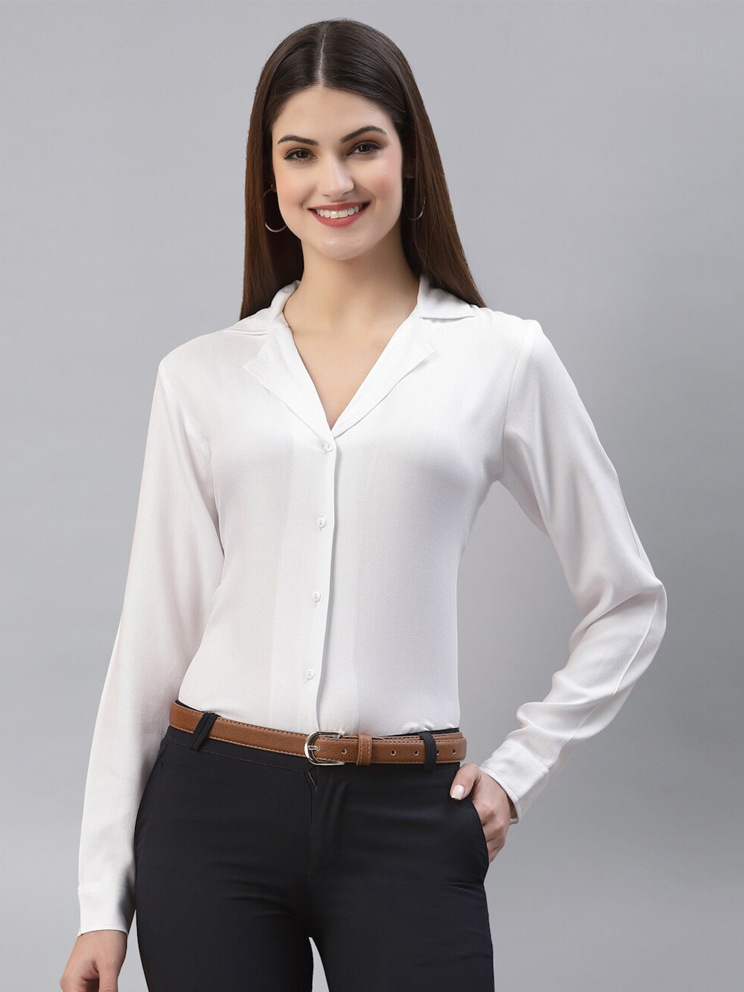 

Style Quotient Women White Classic Casual Shirt