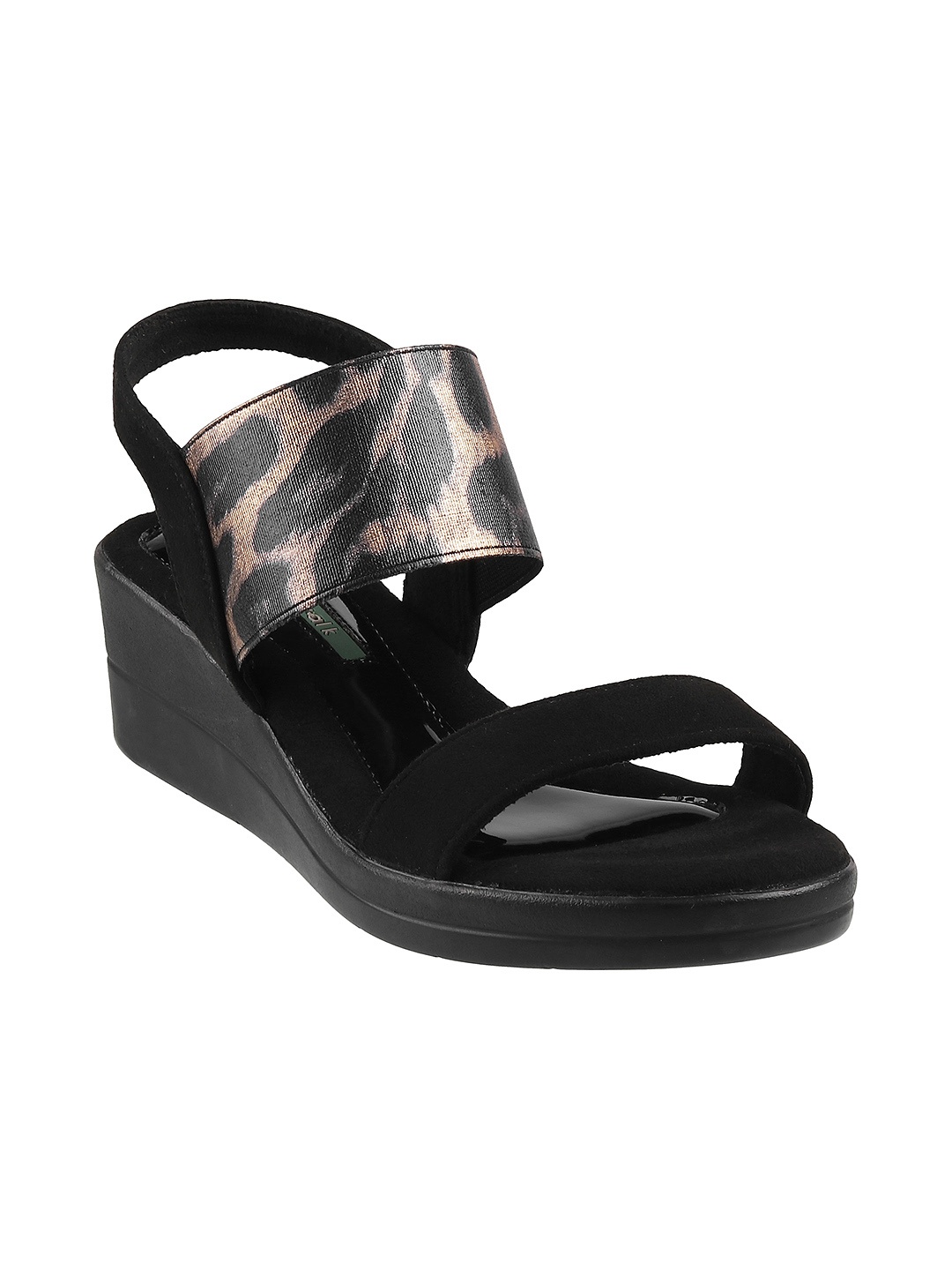 

Catwalk Black Printed Wedge Heels