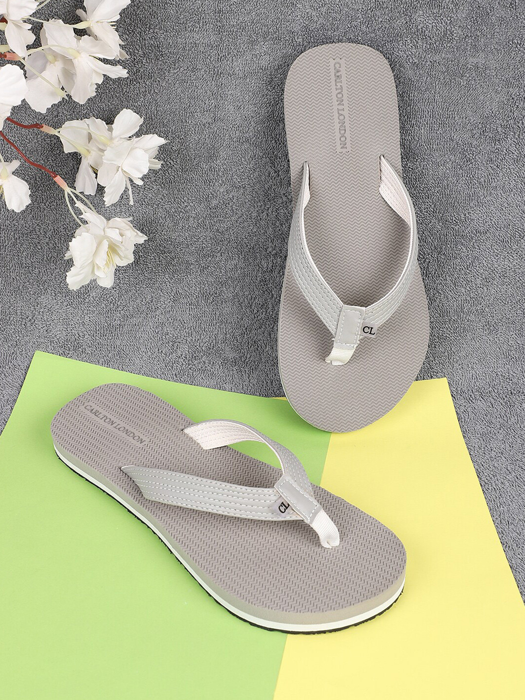 

Carlton London Women Grey Rubber Thong Flip-Flops