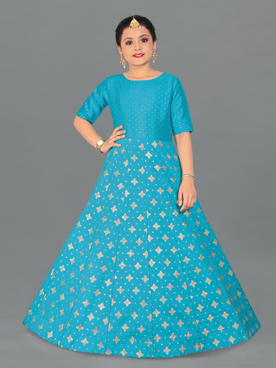 

FASHION DREAM Blue Ethnic Motifs Ethnic Maxi Dress