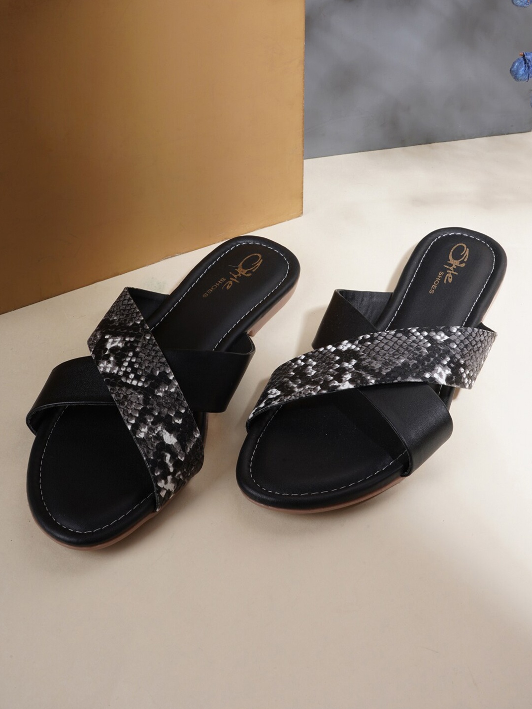 

Style Shoes Women Black Printed Open Toe Flats