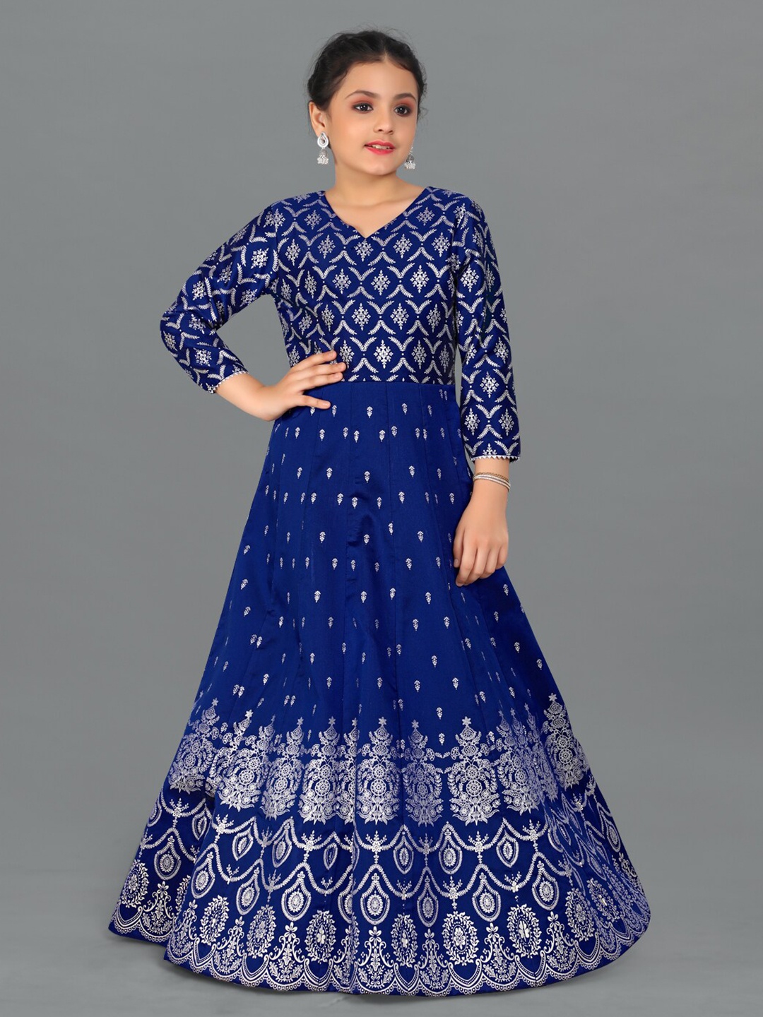 

FASHION DREAM Blue Ethnic Motifs Ethnic Maxi Dress