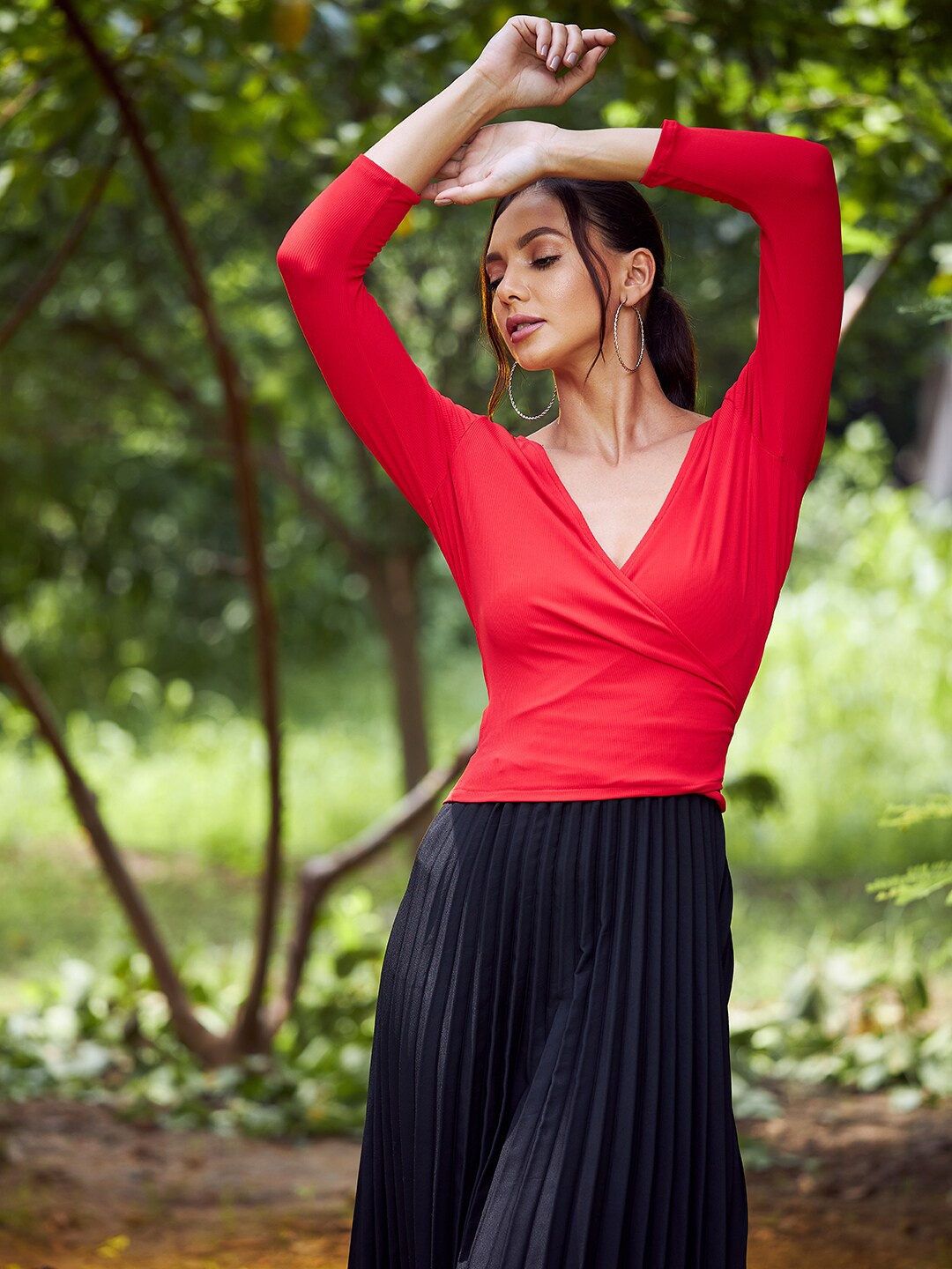 

Athena Red Wrap Top
