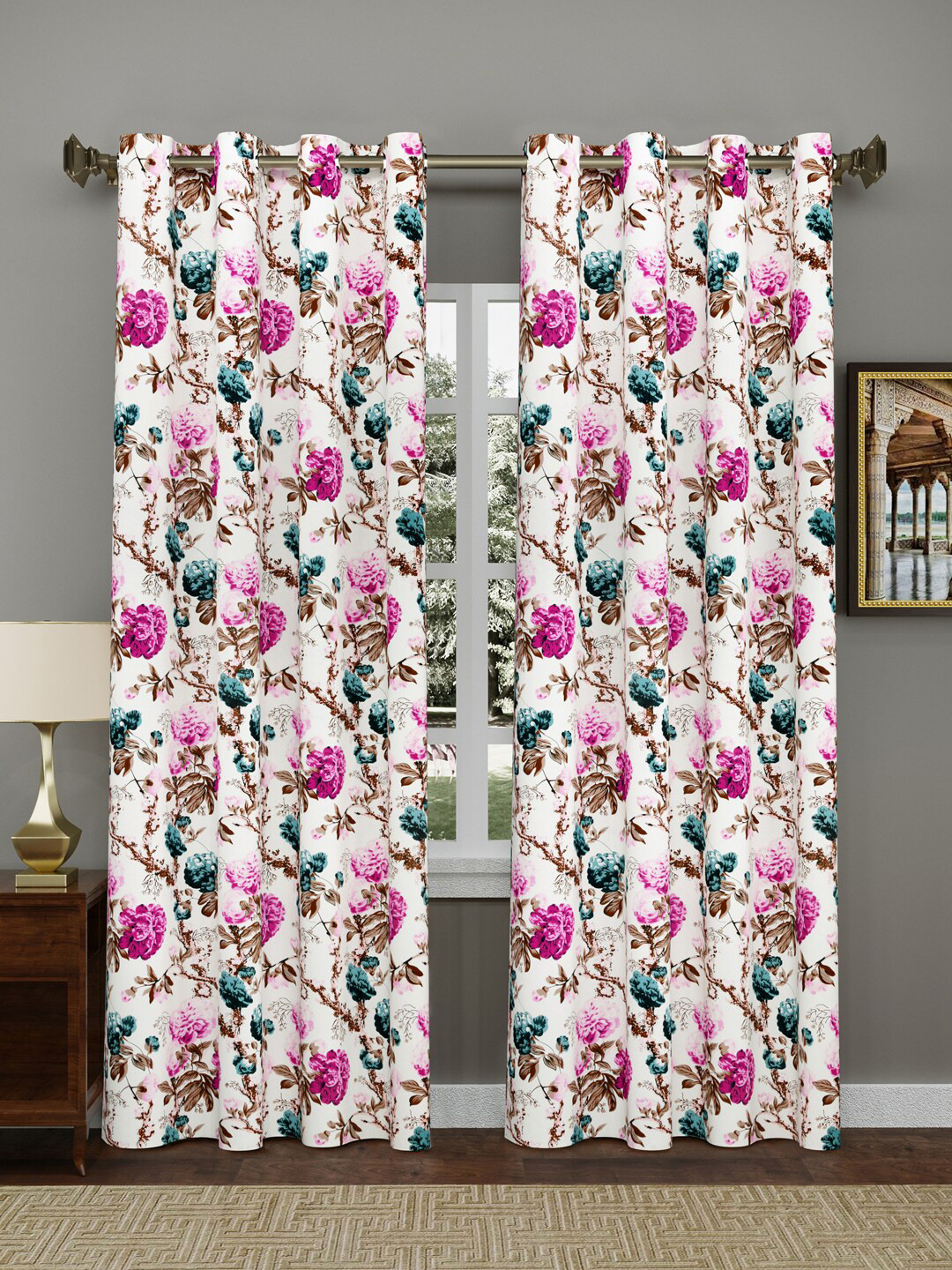 

Gulaab Jaipur Set of 2 Purple & White Floral Print Door Curtain