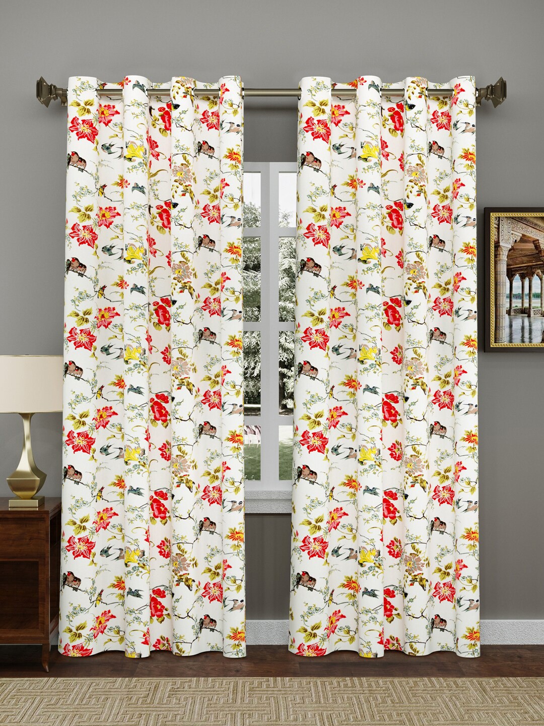 

Gulaab Jaipur Orange & Green Set of 2 Floral Door Curtain