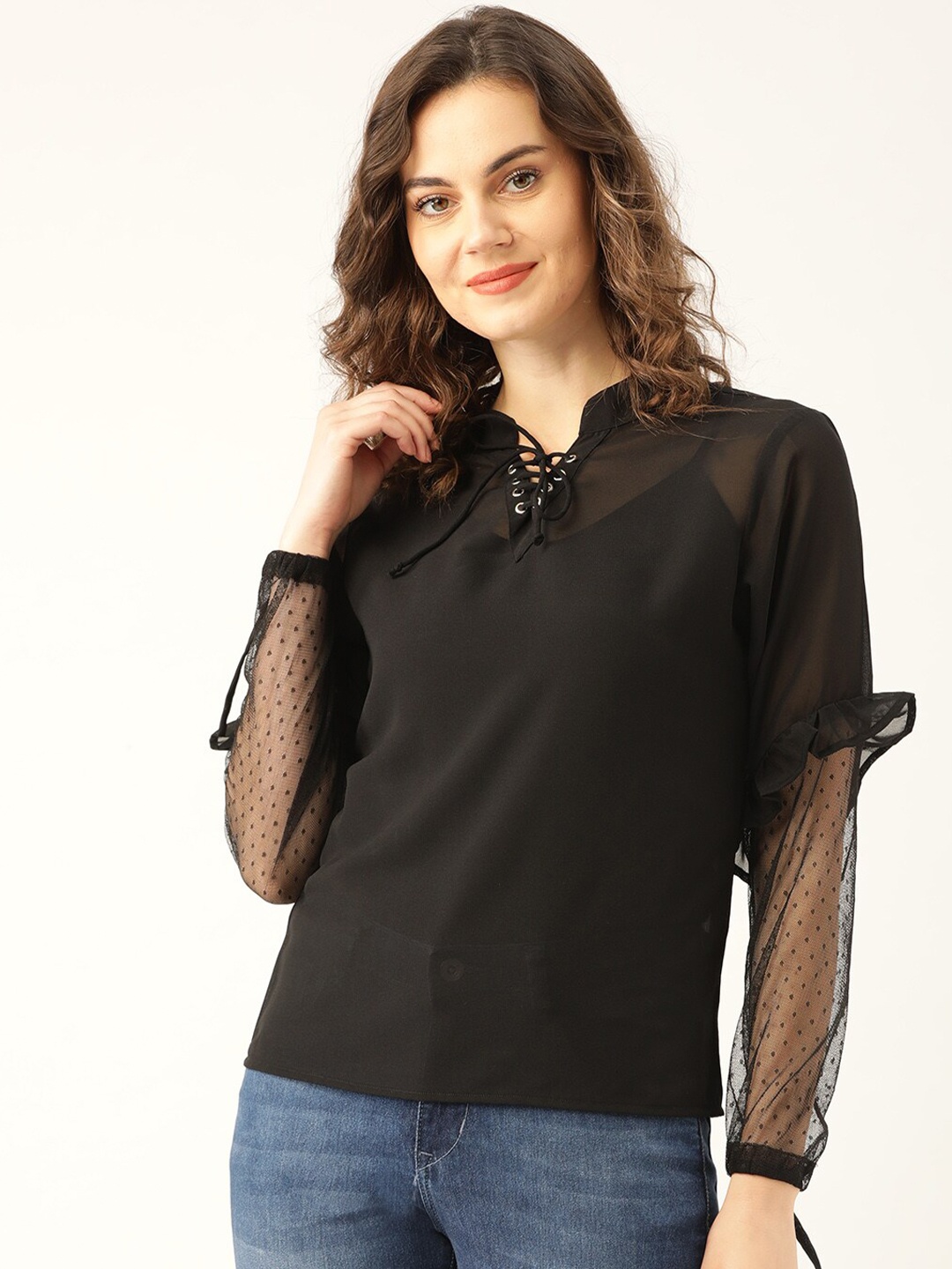 

Marc Loire White Mandarin Collar Top