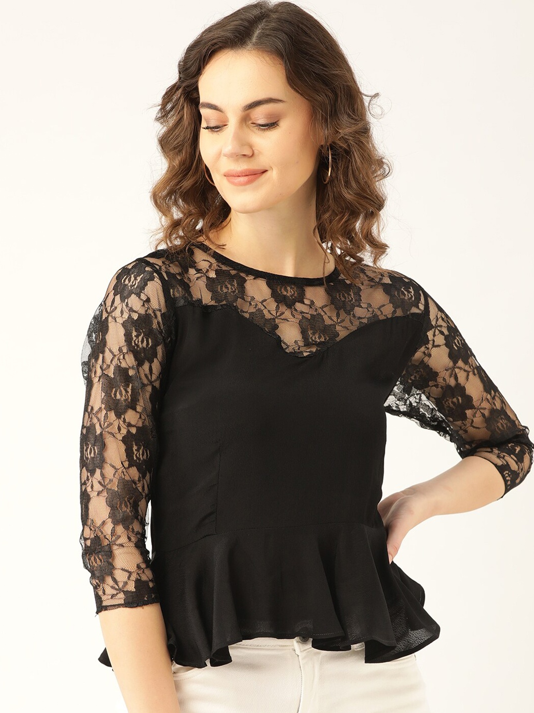 

Marc Loire Women Black Peplum Top