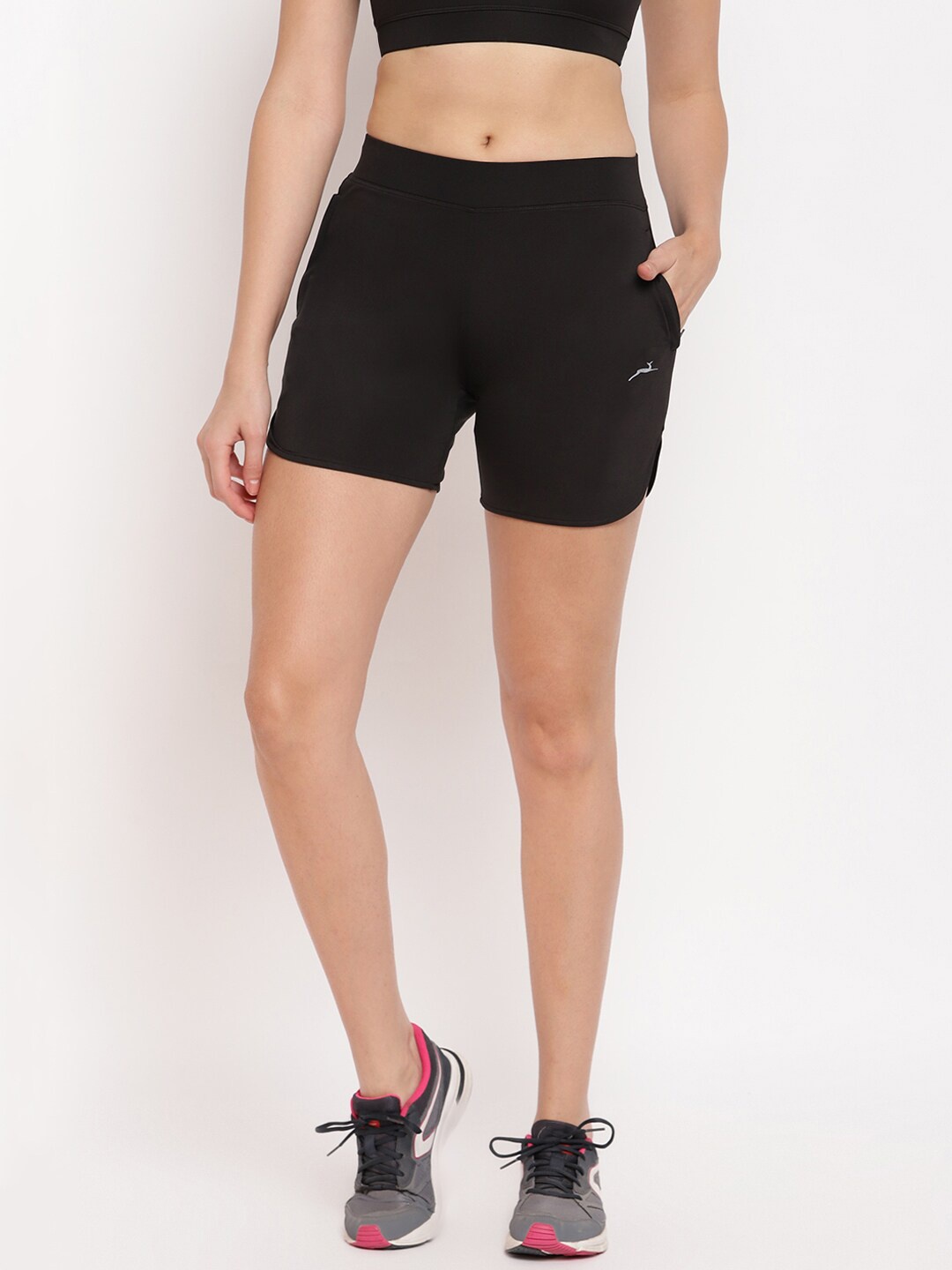 

Marc Loire Women Black Slim Fit High-Rise Training or Gym Sports Shorts