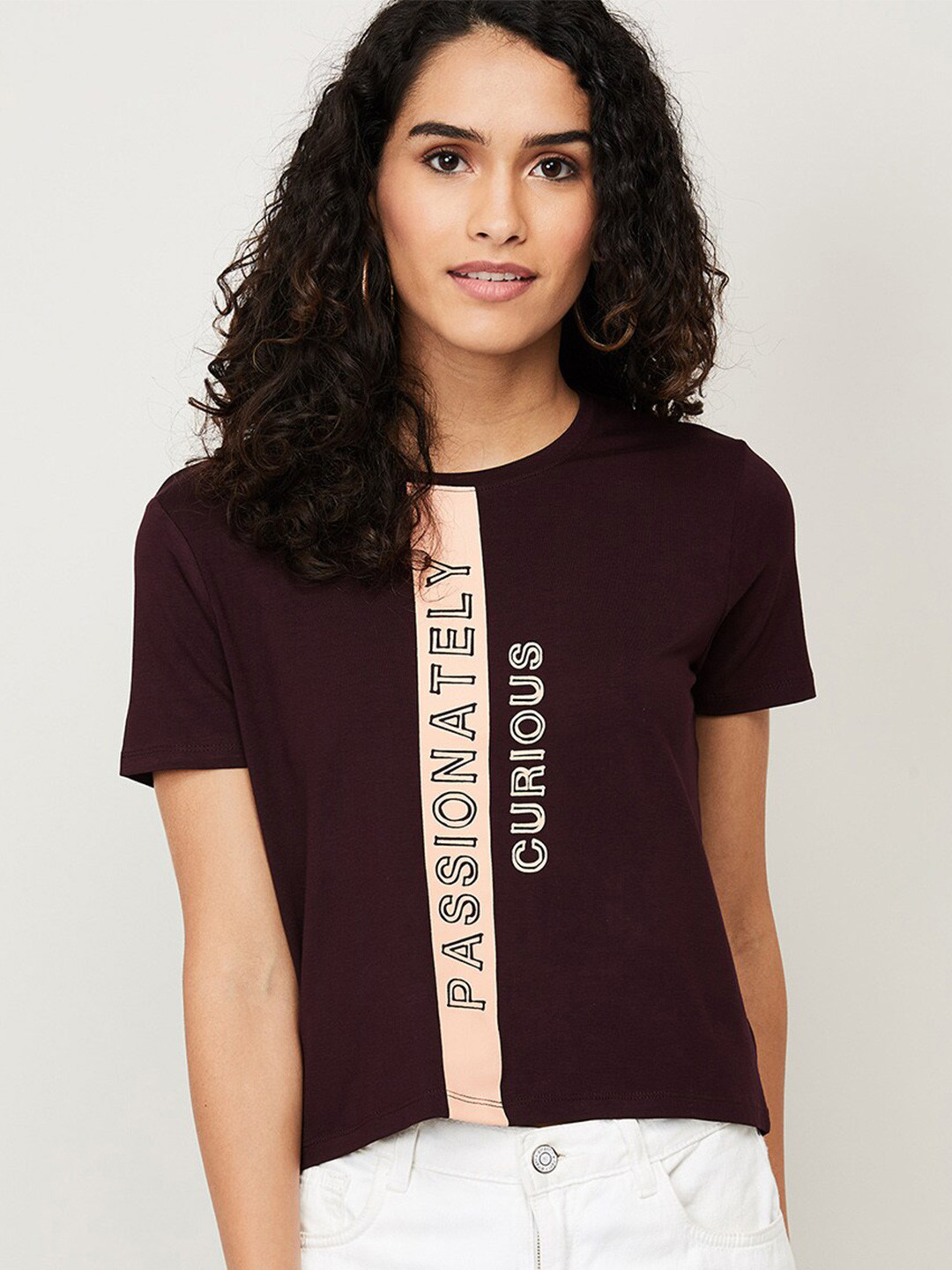 

Ginger by Lifestyle Women Burgundy Round Neck Top