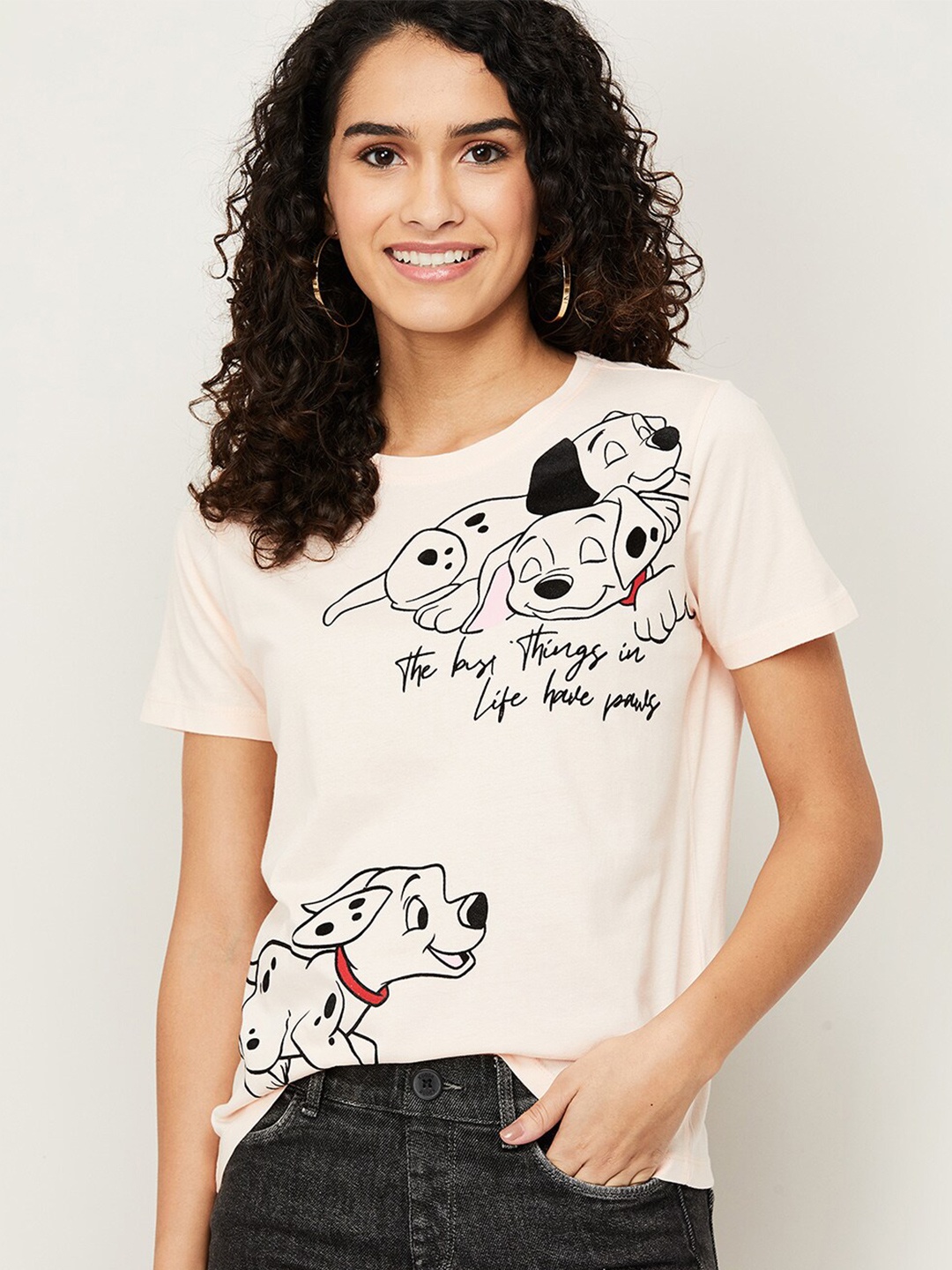 

Ginger by Lifestyle Peach-Coloured Printed Top