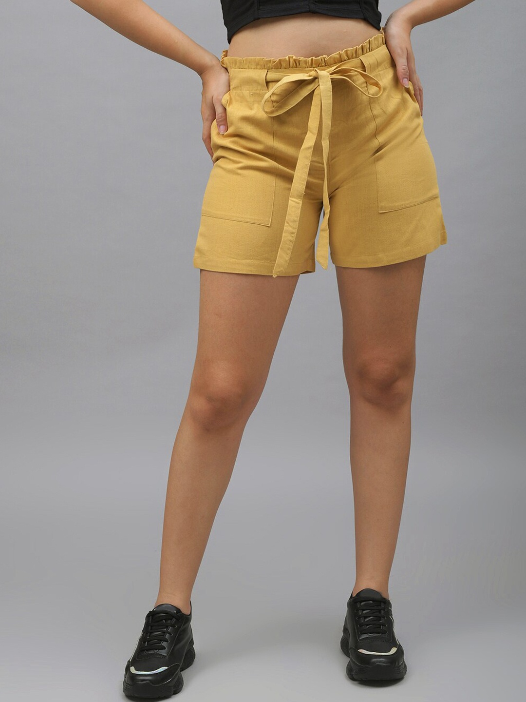 

Me Craft Women Beige Solid Cargo Shorts