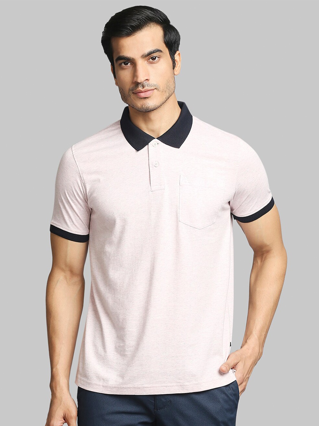 

Parx Men Peach-Coloured Polo Collar T-shirt