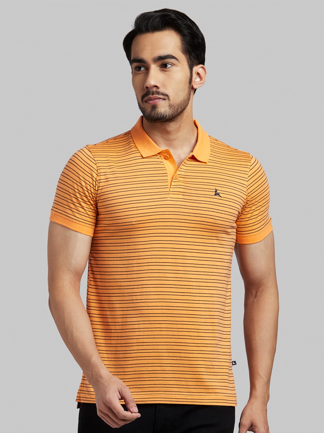 

Parx Men Orange & Black Polo Collar T-shirt