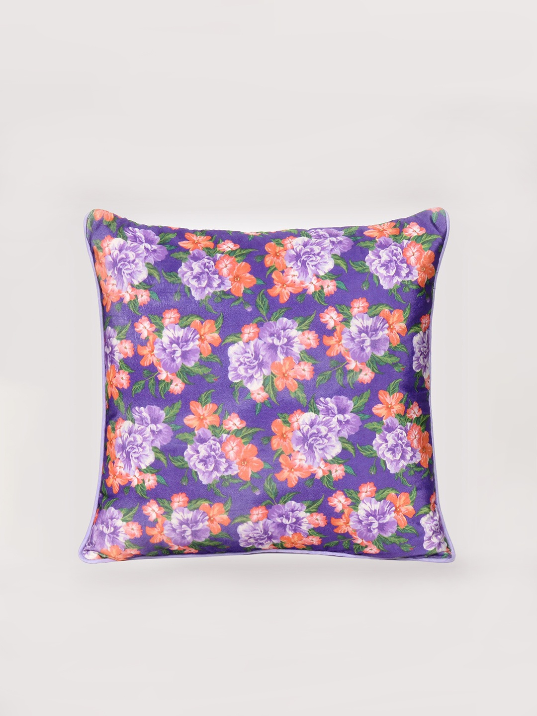 

OUSSUM Purple & Green Floral Velvet Square Cushion Covers