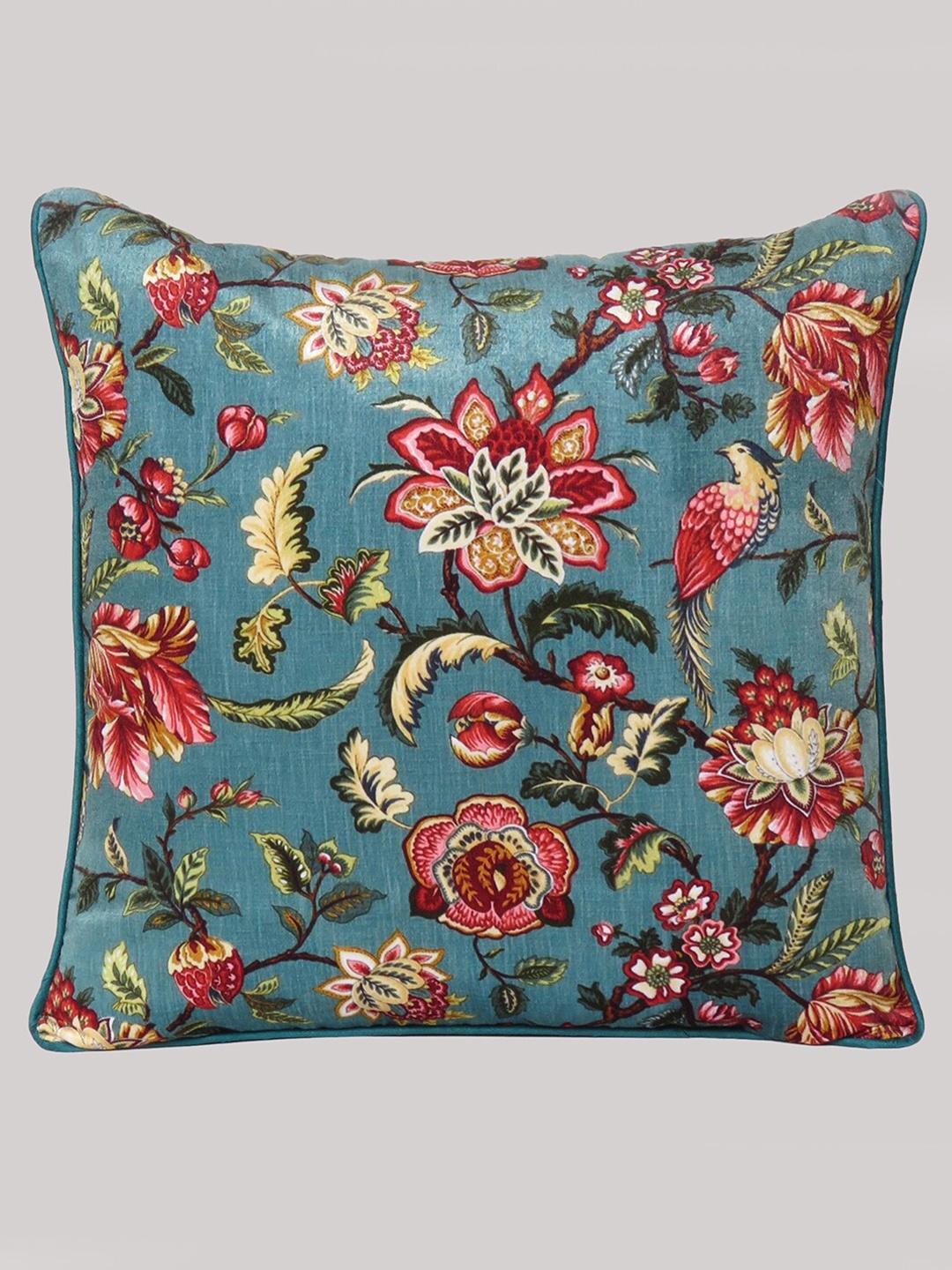 

OUSSUM Grey & Red Floral Velvet Square Cushion Covers