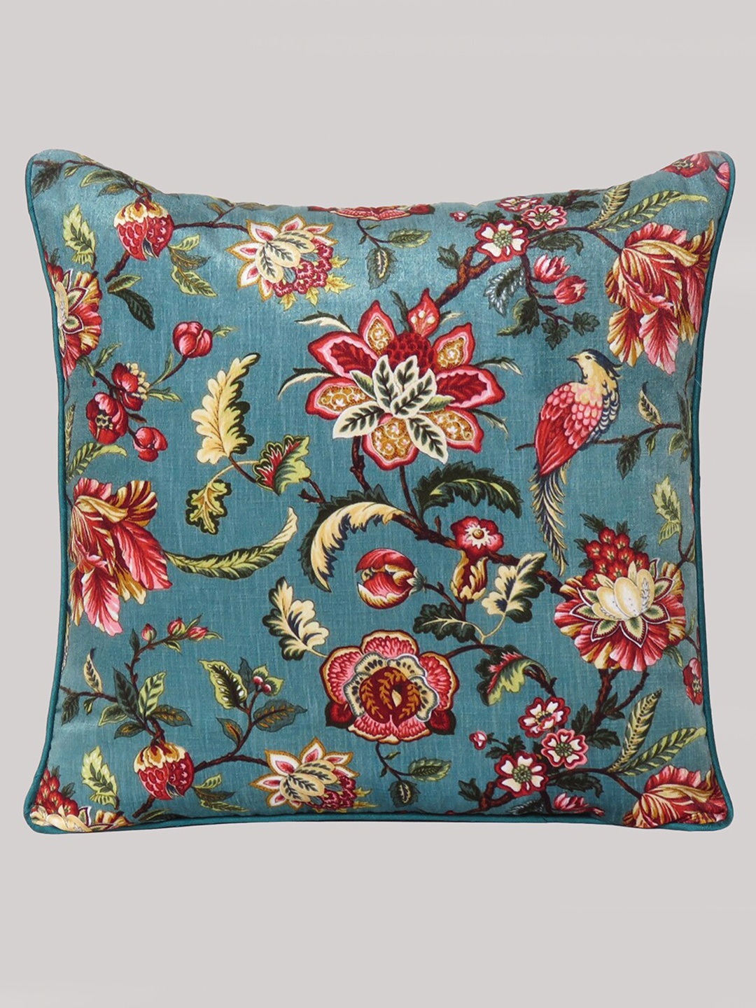 

OUSSUM Grey & Red Floral Velvet Square Cushion Covers