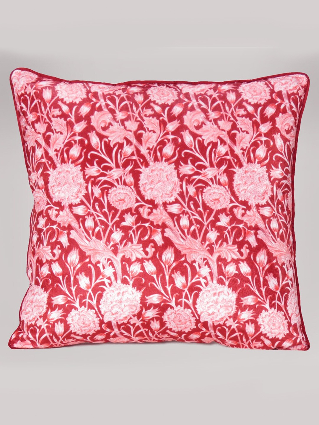 

OUSSUM Red & White Floral Velvet Square Cushion Covers