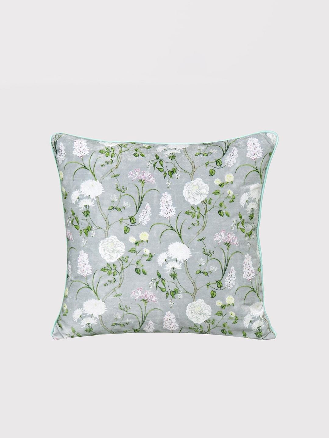 

OUSSUM Grey & Off White Floral Velvet Square Cushion Covers