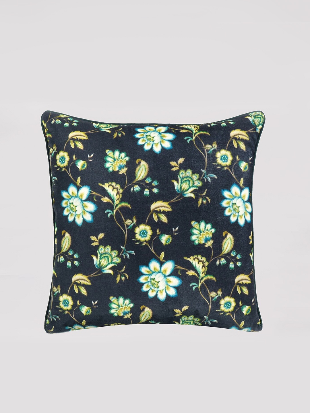 

OUSSUM Black & Green Floral Velvet Square Cushion Covers