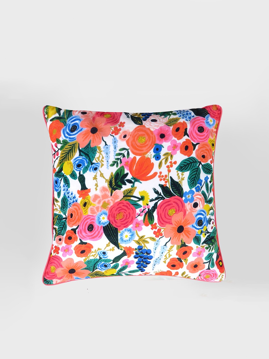 

OUSSUM Blue & White Velvet Square Cushion Cover