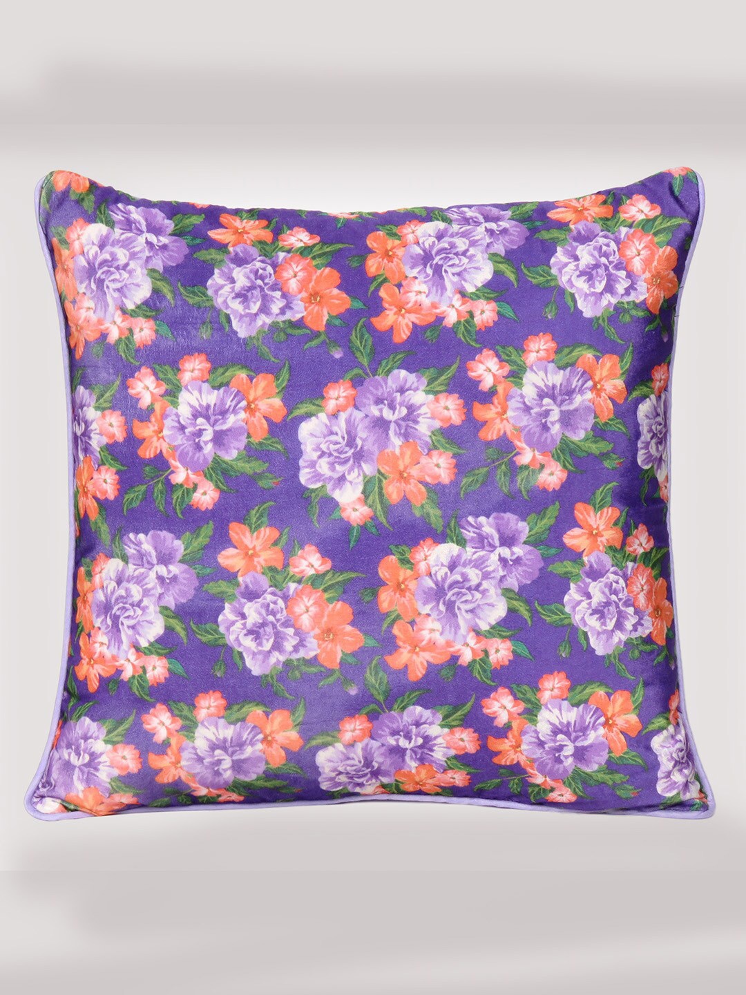 

OUSSUM Purple & Orange Floral Velvet Square Cushion Covers