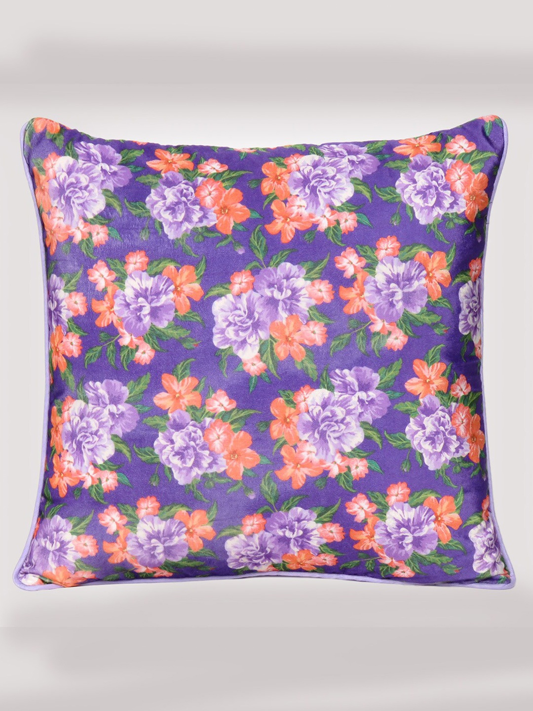 

OUSSUM Purple & Orange Floral Velvet Square Cushion Covers