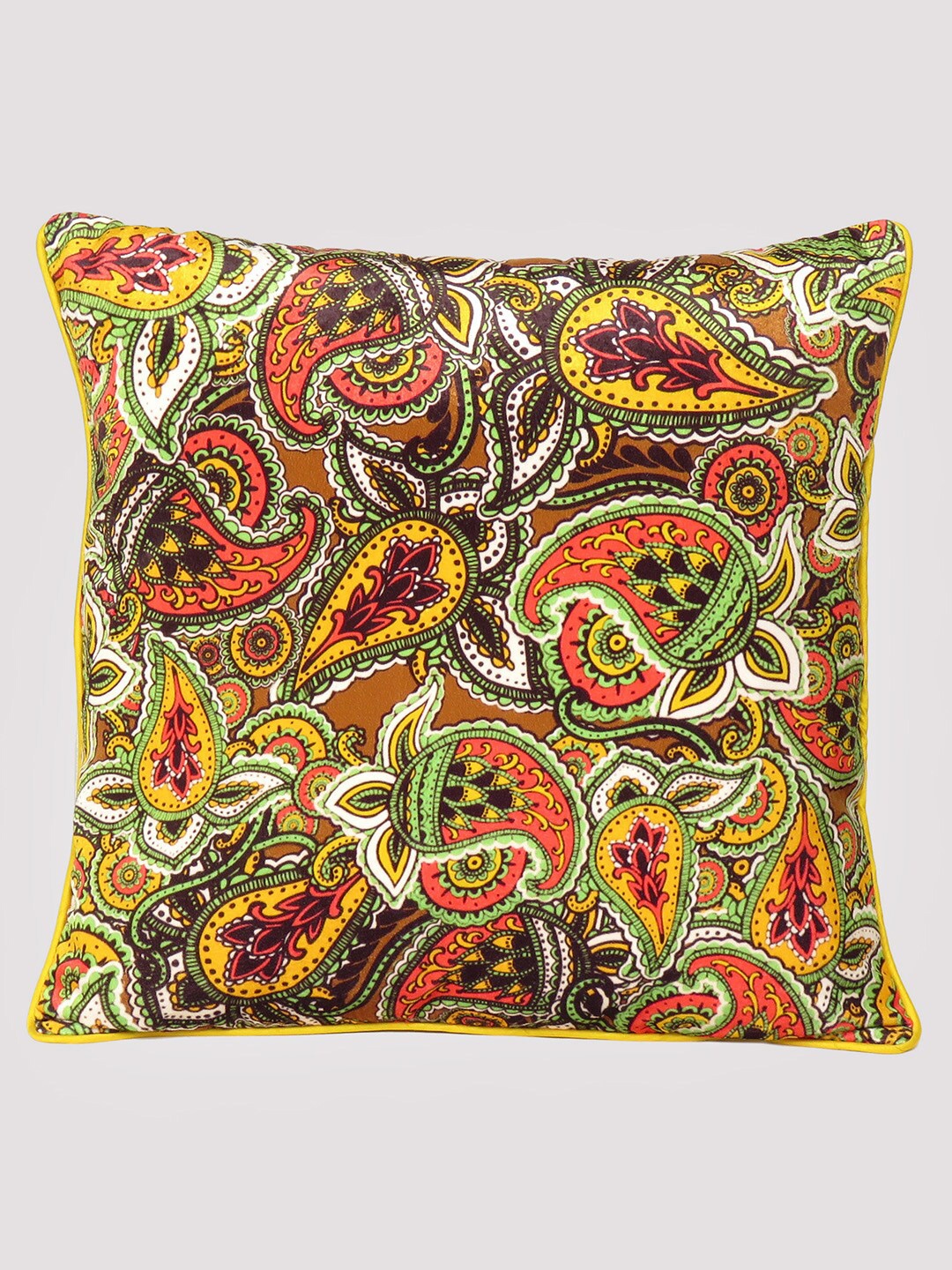 

OUSSUM Yellow & Pink Ethnic Motifs Velvet Square Cushion Covers