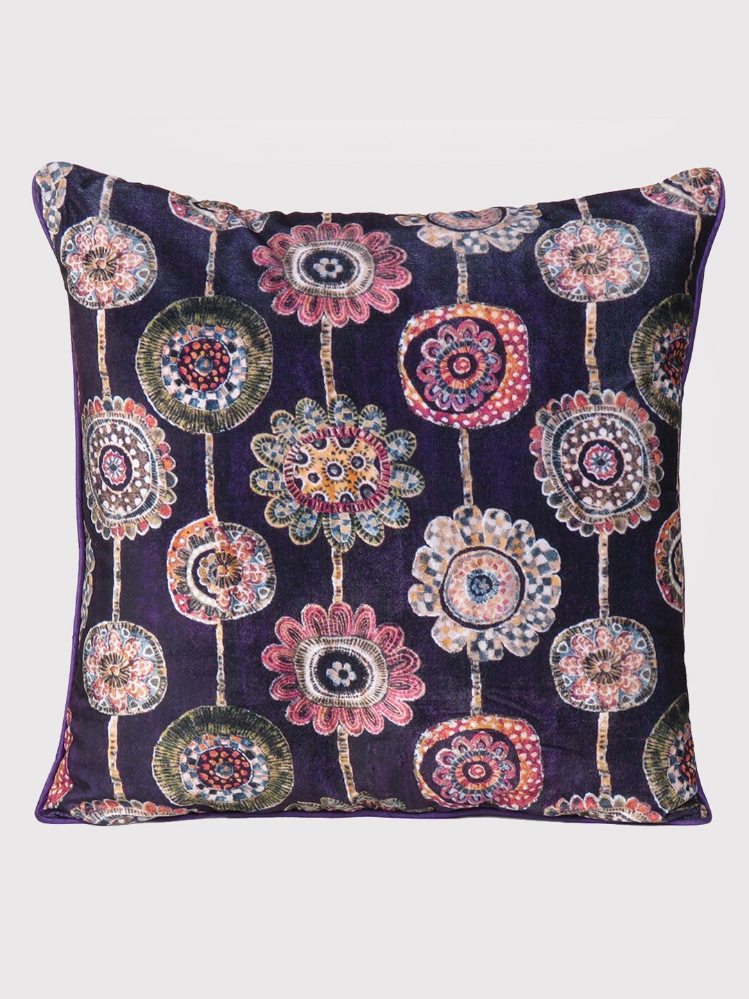 

OUSSUM Purple & Pink Ethnic Motifs Velvet Square Cushion Covers