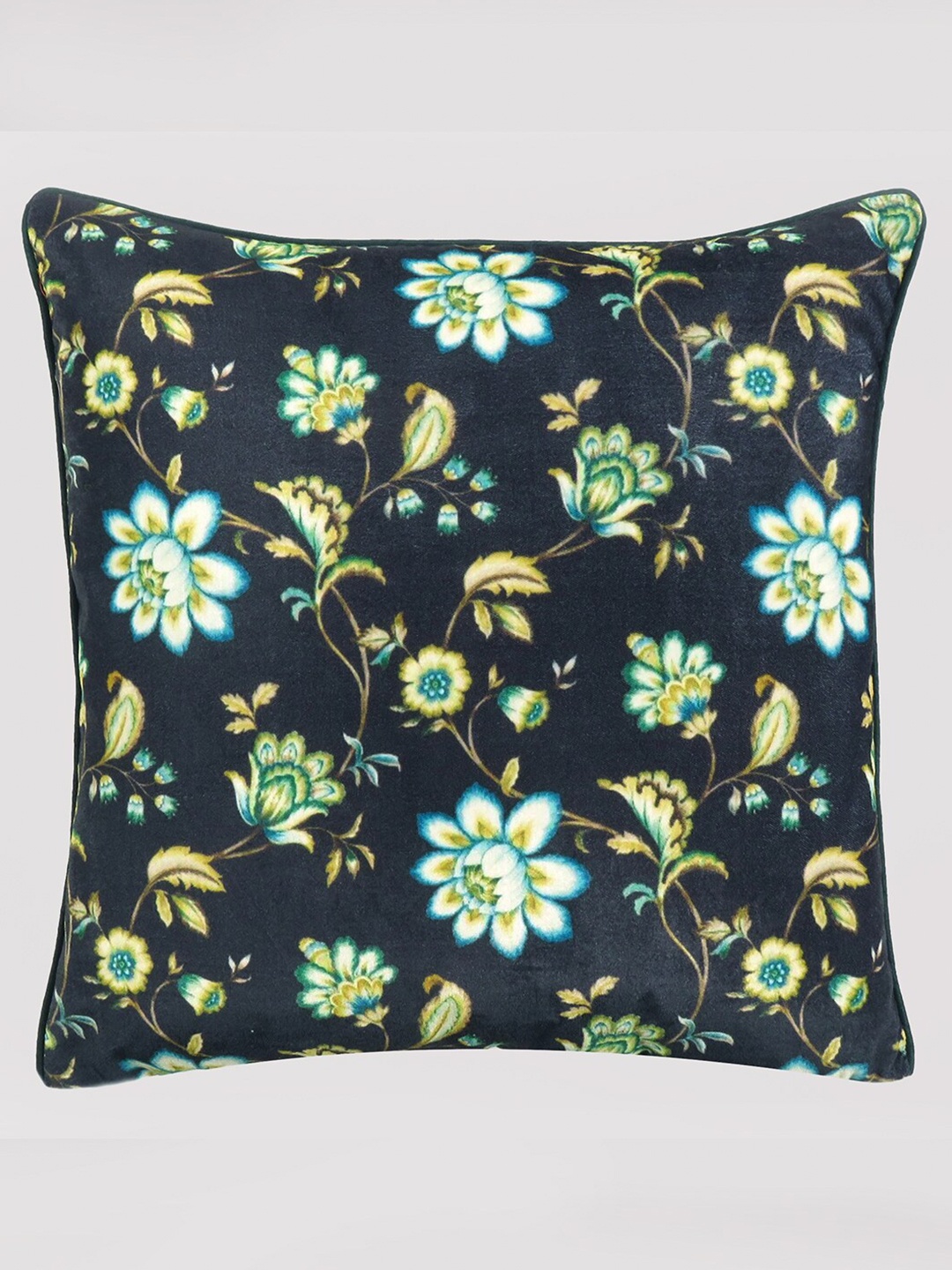 

OUSSUM Black & Green Floral Velvet Square Cushion Covers