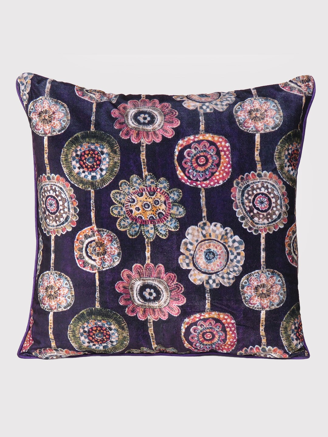 

OUSSUM Purple & Red Floral Velvet Square Cushion Covers