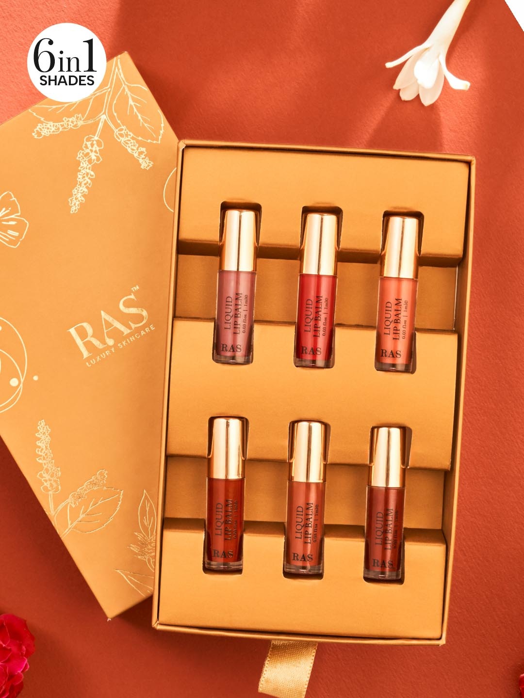 

RAS LUXURY OILS Set Of 6 Tinted Lip Balm Miniature Set, Pink