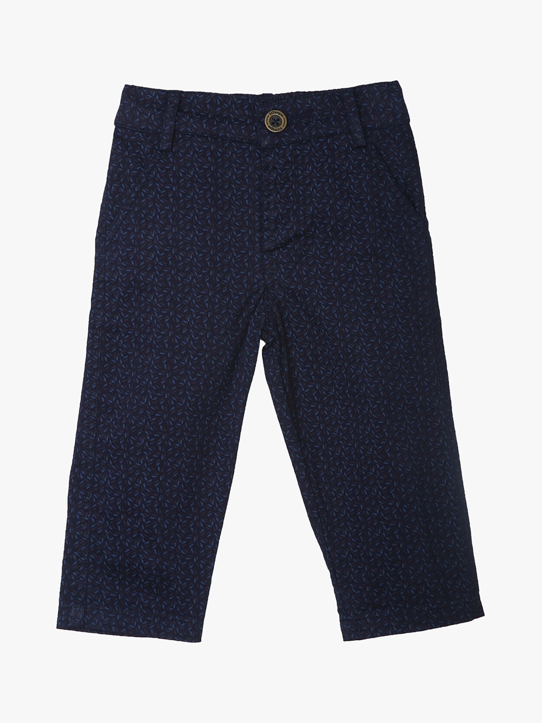 

612League Boys Blue Printed Classic Slim Fit Trousers