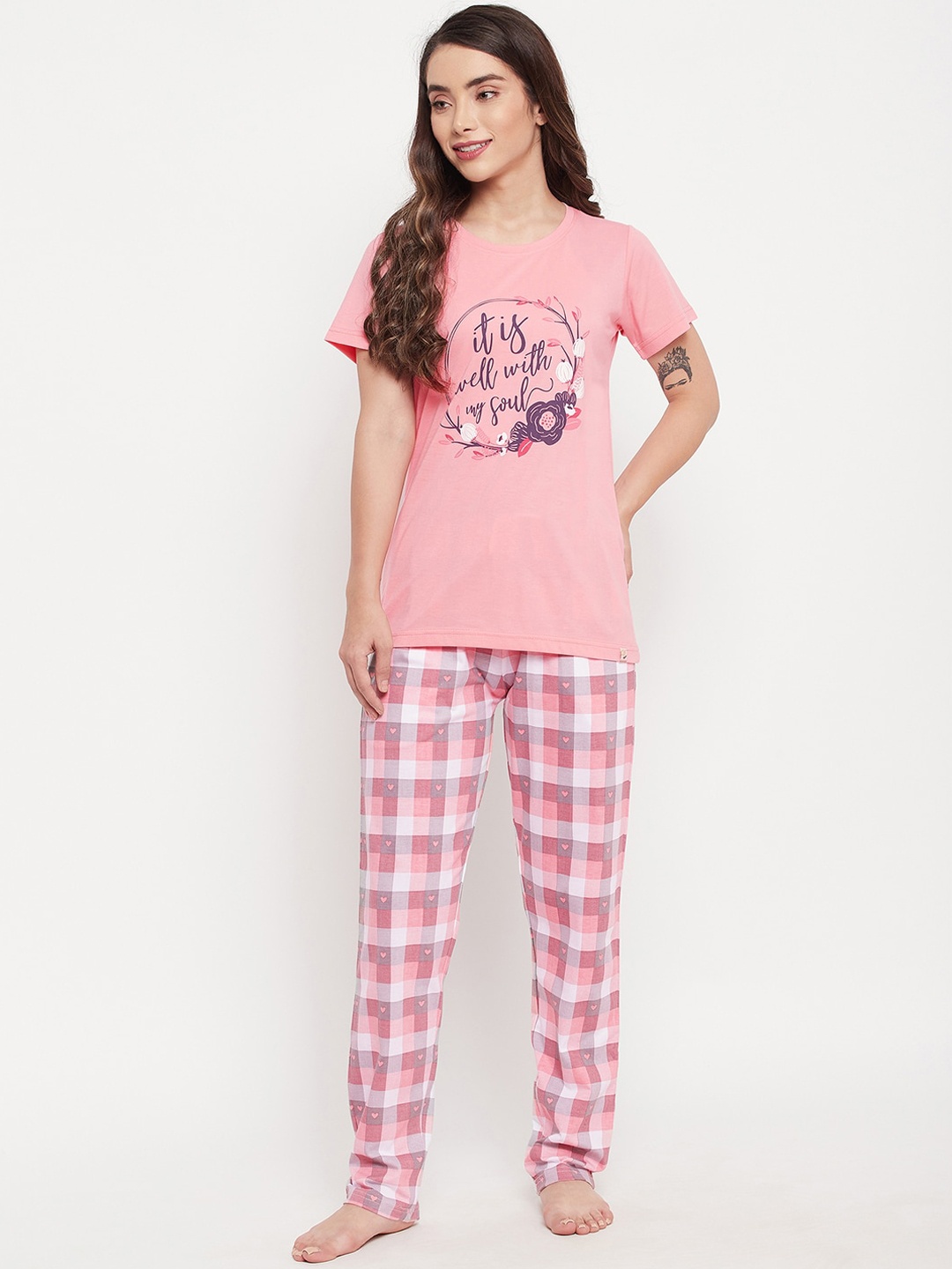 

Duke Women Pink & Blue Printed Night suit