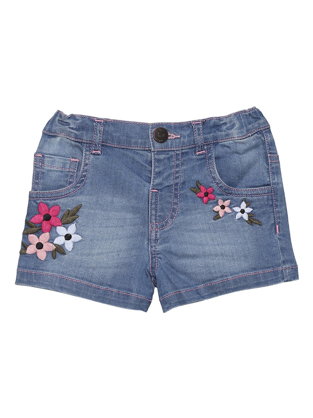 

612League Girls Blue Floral Denim Shorts