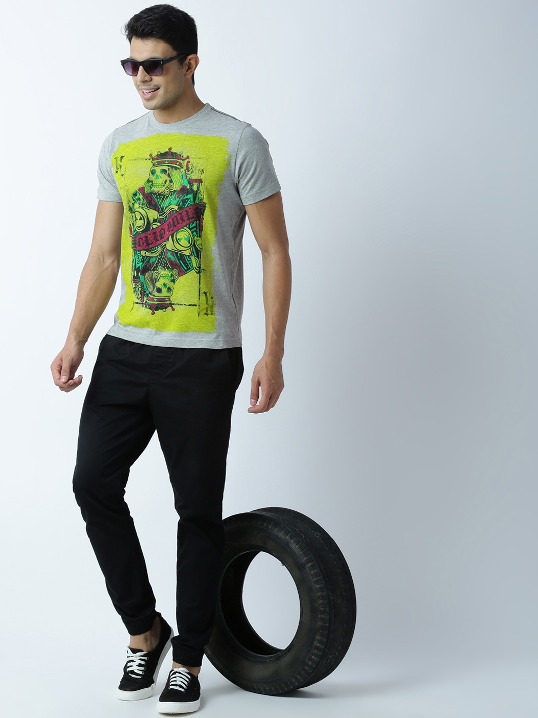 

Huetrap Men Grey Melange Printed T-shirt
