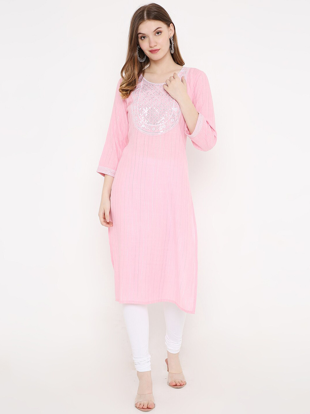 

Peppertree Women Pink Embroidered Kurta