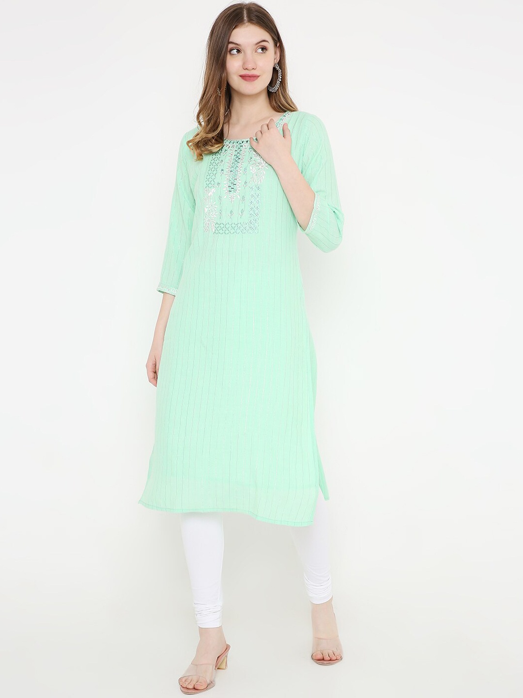 

Peppertree Women Green Yoke Design Kurta