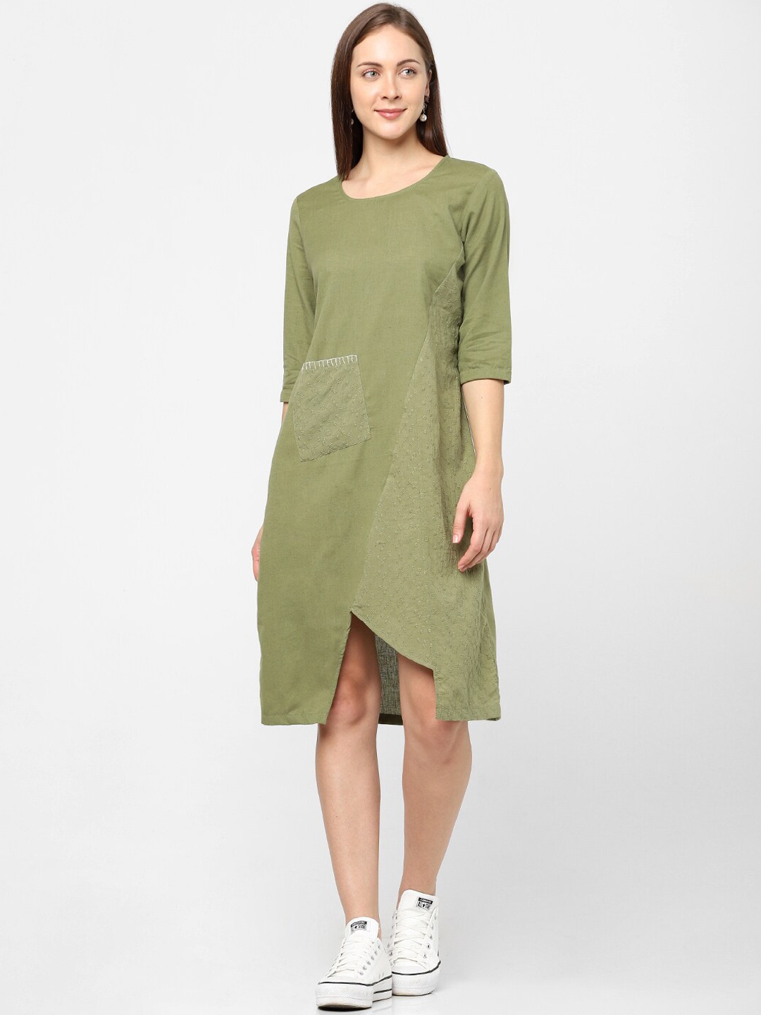 

Indifusion Women Green Solid Kurta