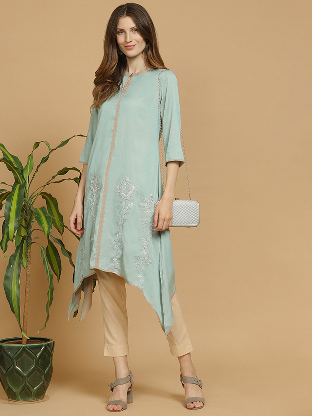 

Indifusion Women Green Printed Kurta