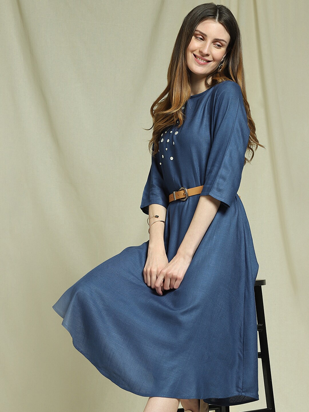 

Indifusion Women Blue A-Line Dress