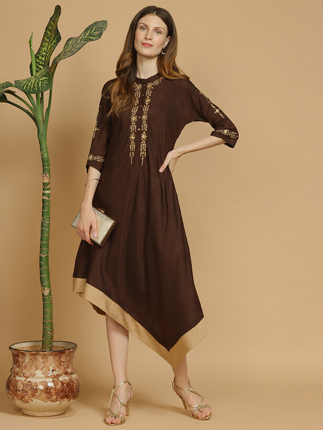 

Indifusion Brown A-Line Dress