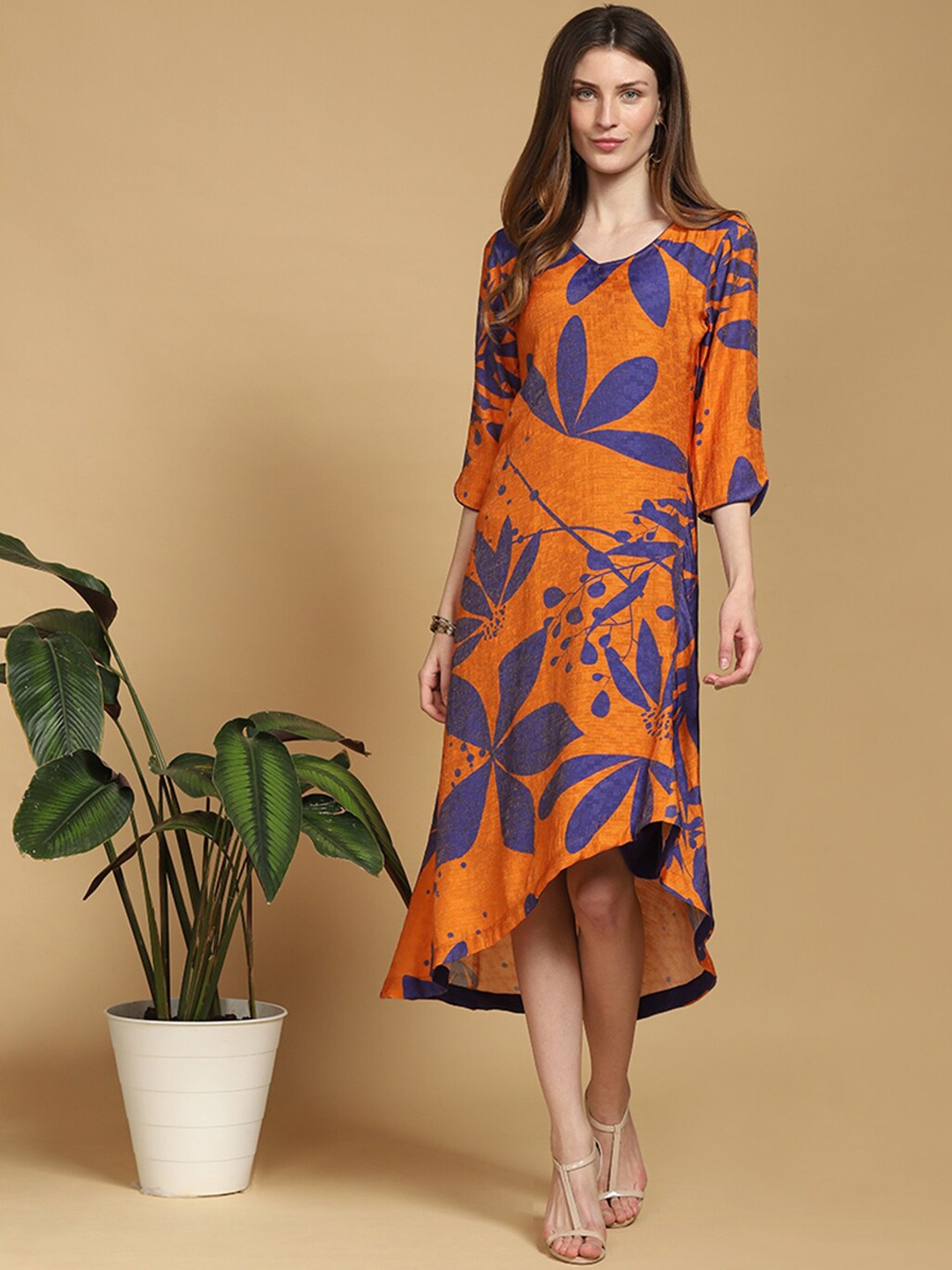 

Indifusion Floral Printed A-Line Dress, Blue