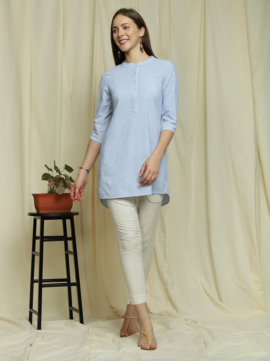 

Indifusion Blue Striped Pure Cotton Kurti